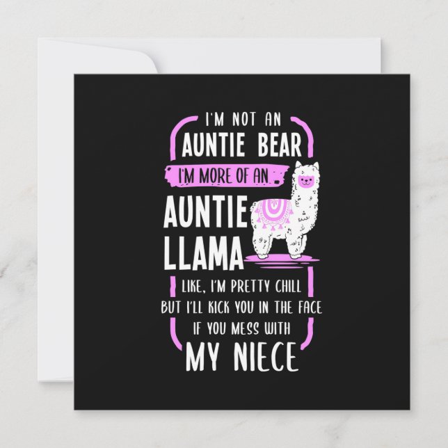 Auntie Llama Invitation (Front)