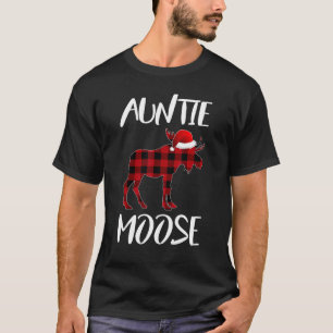 Auntie Moose Buffalo Red Plaid Santa Christmas Fam T-Shirt