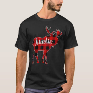 Auntie Moose Red Buffalo Plaid Matching Family Chr T-Shirt