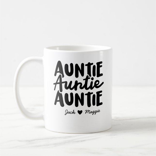 "Auntie" Mug with up to 2 kids names (Left)