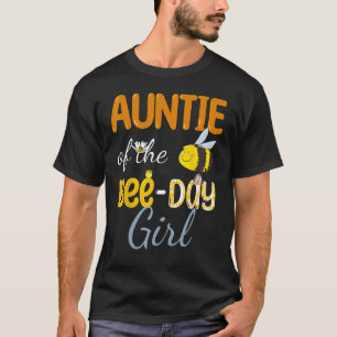 Auntie of Bee Day Girl Tee Floral Family Hive Part