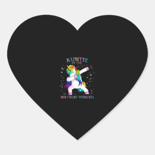 Auntie of Birthday Princess Dab Unicorn Aunt Rainb Heart Sticker