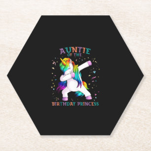 Auntie of Birthday Princess Dab Unicorn Aunt Rainb Paper Coaster