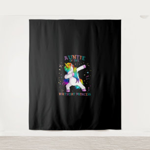Auntie of Birthday Princess Dab Unicorn Aunt Rainb Tapestry