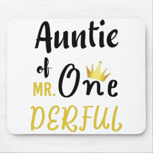 Auntie of MR Onederful Funny 1st Birthday T-Shirt Mouse Pad