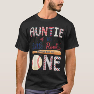 Auntie of One Little Rookie Baseball 1st Birthday T-Shirt