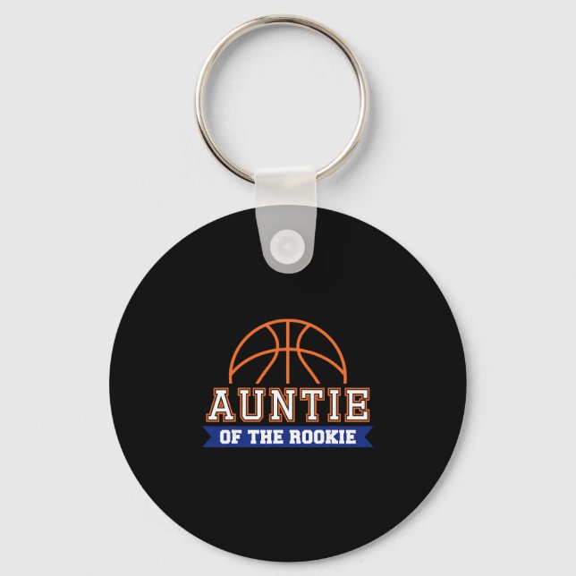 Auntie Of Rookie 1st Birthday Sketll Theme Matchin Key Ring (Front)