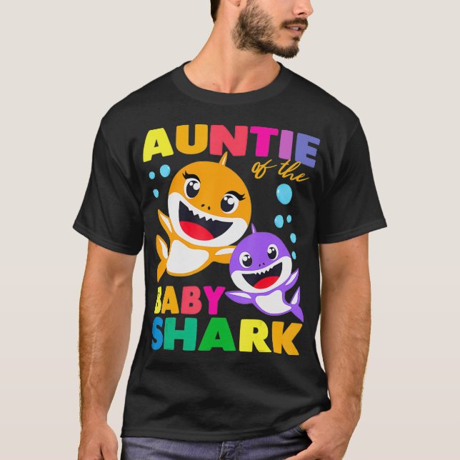 Auntie Of The Baby Shark Birthday Auntie Shark Aun T-Shirt (Front)