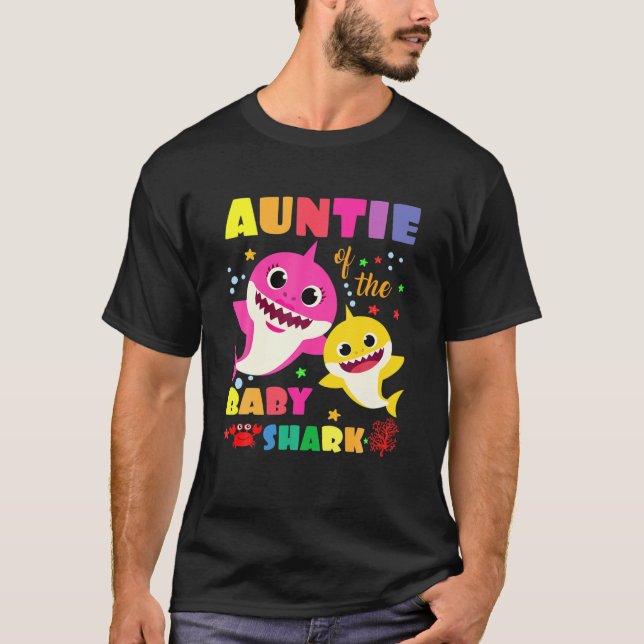 Auntie Of The Baby Shark Birthday Auntie Shark T-Shirt (Front)