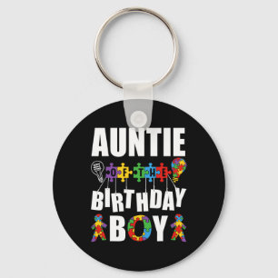 Auntie Of The Birthday Boy Autism Awareness Celebr Key Ring