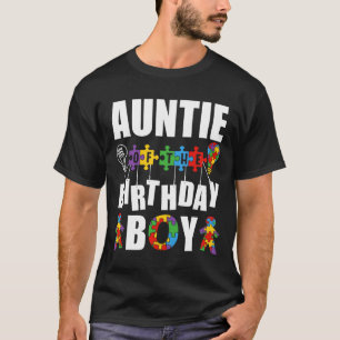 Auntie Of The Birthday Boy Autism Awareness Celebr T-Shirt