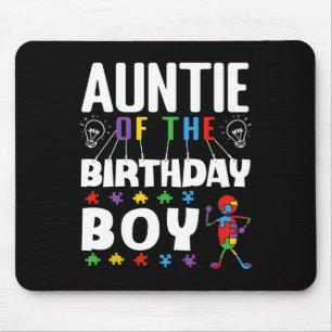 Auntie Of The Birthday Boy Autism Awareness Puzzle Mouse Pad