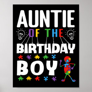 Auntie Of The Birthday Boy Autism Awareness Puzzle Poster