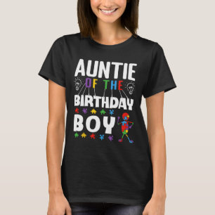 Auntie Of The Birthday Boy Autism Awareness Puzzle T-Shirt