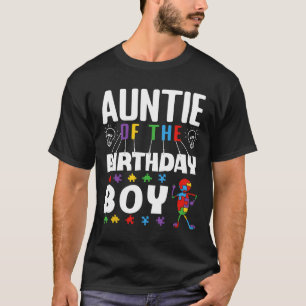 Auntie Of The Birthday Boy Autism Awareness Puzzle T-Shirt