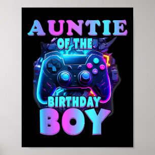 Auntie Of The Birthday Boy Matching Video Game Bir Poster