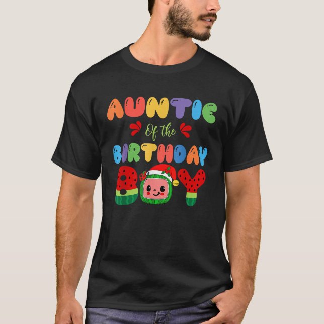 Auntie of The Birthday Boy Melon Family Matching F T-Shirt (Front)