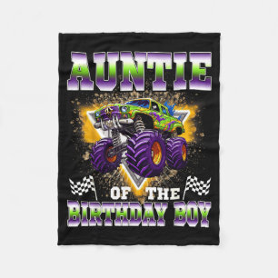 Auntie of the birthday boy monster truck birthday fleece blanket