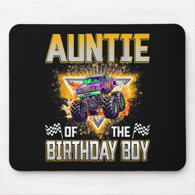 Auntie Of The Birthday Boy Monster Truck Birthday  Mouse Pad (Front)