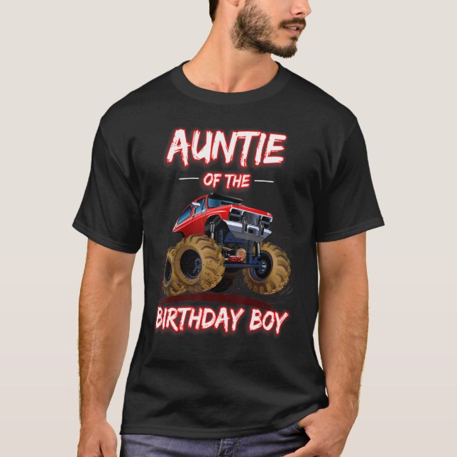 Auntie Of The Birthday Boy Monster Truck Boys Part T-Shirt (Front)