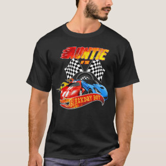 Auntie Of The Birthday Boy Race Birthday Party Rac T-Shirt