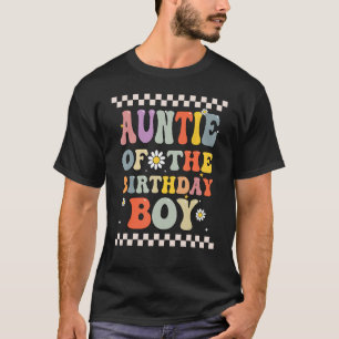 Auntie Of The Birthday Boy Retro Groovy Birthday T-Shirt