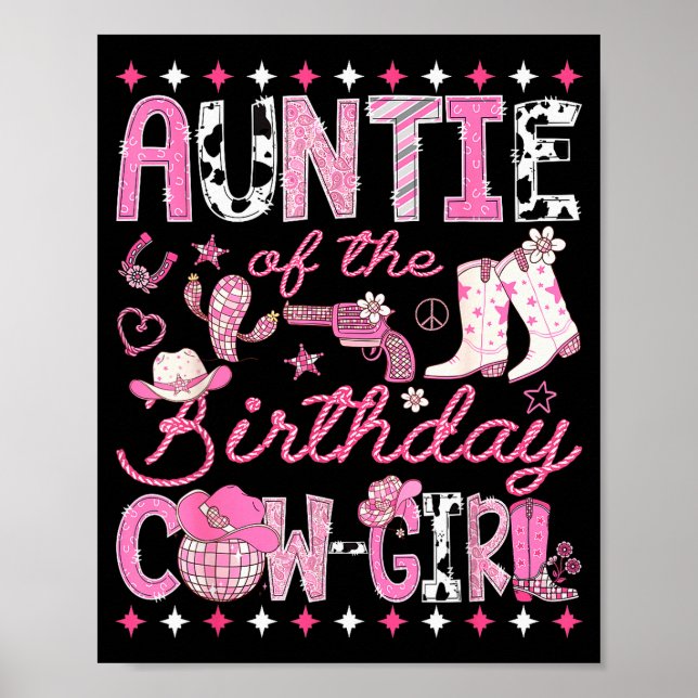 Auntie Of The Birthday Cowgirl Nk Rodeo Western Di Poster (Front)