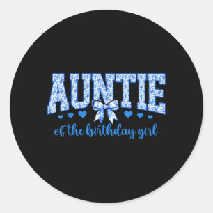 Auntie of The Birthday Girl Blue Chinoiserie Classic Round Sticker