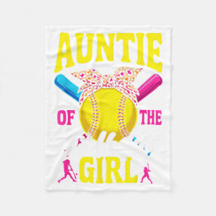Auntie of The Birthday Girl Softball Birthday Fleece Blanket