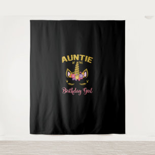 Auntie Of The Birthday Girl Unicorn Family Matchin Tapestry