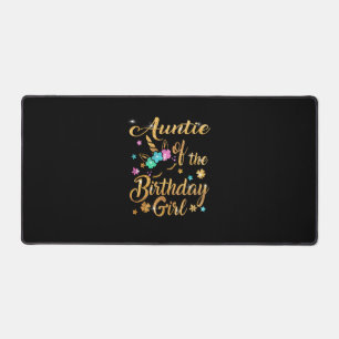 Auntie of The Birthday Girl Unicorn T-Shirt Desk Mat
