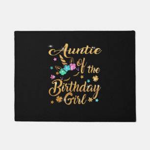 Auntie of The Birthday Girl Unicorn T-Shirt Doormat