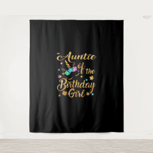 Auntie of The Birthday Girl Unicorn T-Shirt Tapestry