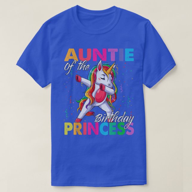 Auntie of the Birthday Princess Girl Dabbing Unico T-Shirt (Design Front)