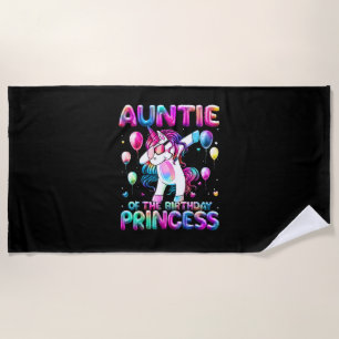 Auntie of the Birthday Princess Girl Flossing Unic Beach Towel
