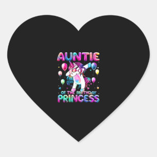 Auntie of the Birthday Princess Girl Flossing Unic Heart Sticker