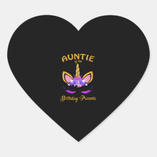 Auntie of the Birthday Princess Unicorn Girl T-Shi Heart Sticker
