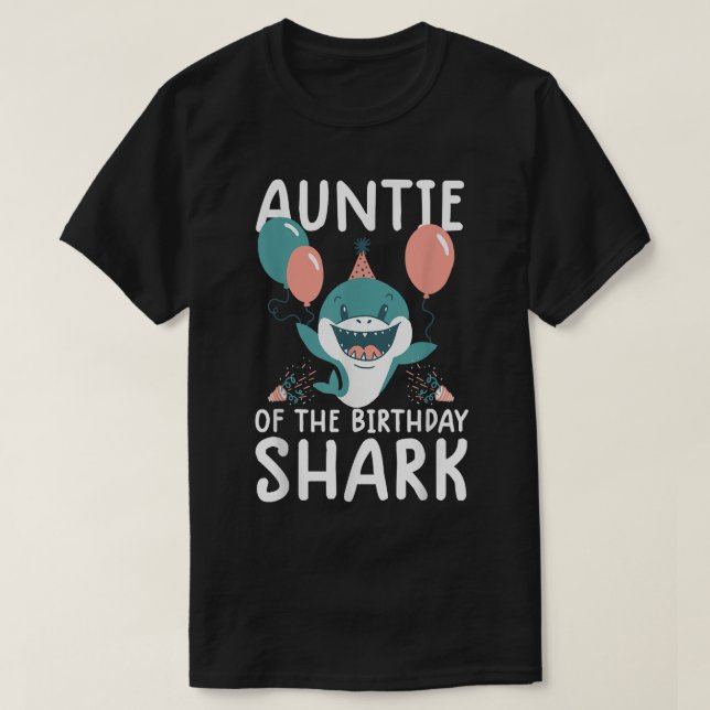 Auntie of the birthday shark shirt birthday family (Design Front)