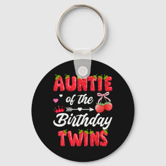 Auntie Of The Birthday Twins 1st Birthday Girl Key Ring