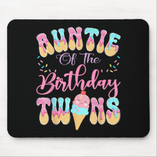 Auntie Of The Birthday Twins Sweet Ice Cream Drip Mouse Pad