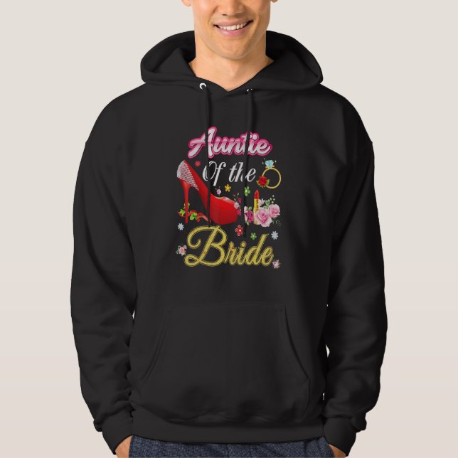 Auntie Of The Bride Happy Wedding Flower Pink Shoe Hoodie (Front)