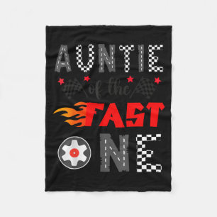 Auntie of The Fast One Car Racing 1st Birthday Boy Fleece Blanket