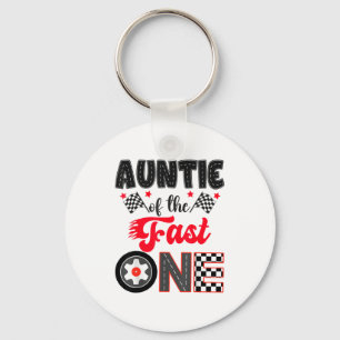 Auntie Of The Fast One Car Racing Dad 1st Birthday Key Ring