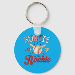 Auntie Of The Rookie 1st Birthday Boy Baseball Key Ring