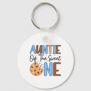 Auntie Of The Sweet One Cookies &amp; Milk 1st Bir Key Ring