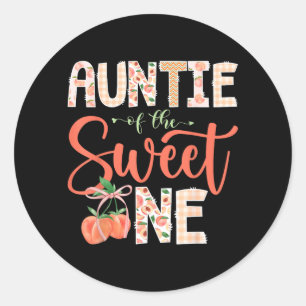 Auntie of The Sweet One Peach 1st Birthday Girl Classic Round Sticker