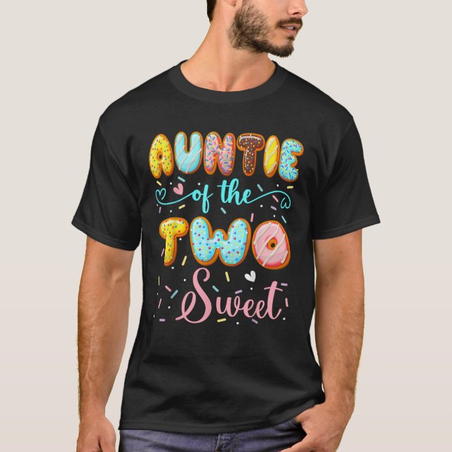 Auntie Of The Two Sweet 2Nd Birthday Girl Doughnut T-Shirt (Front)