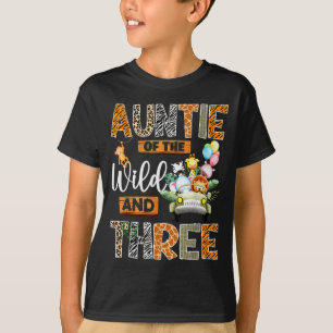 Auntie Of The Wild And Three 3rd Birthday Boy Safa T-Shirt