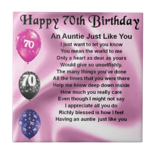Auntie Poem - 70th Birthday Tile