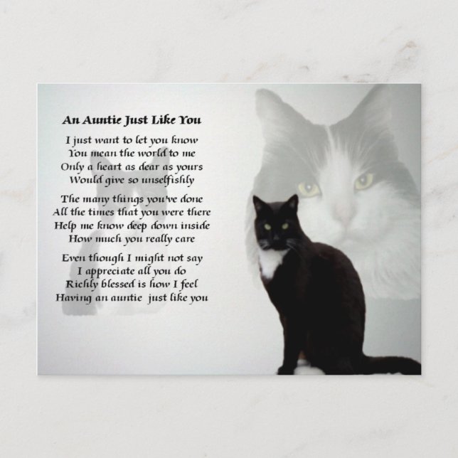 Auntie Poem - Cat design Postcard (Front)